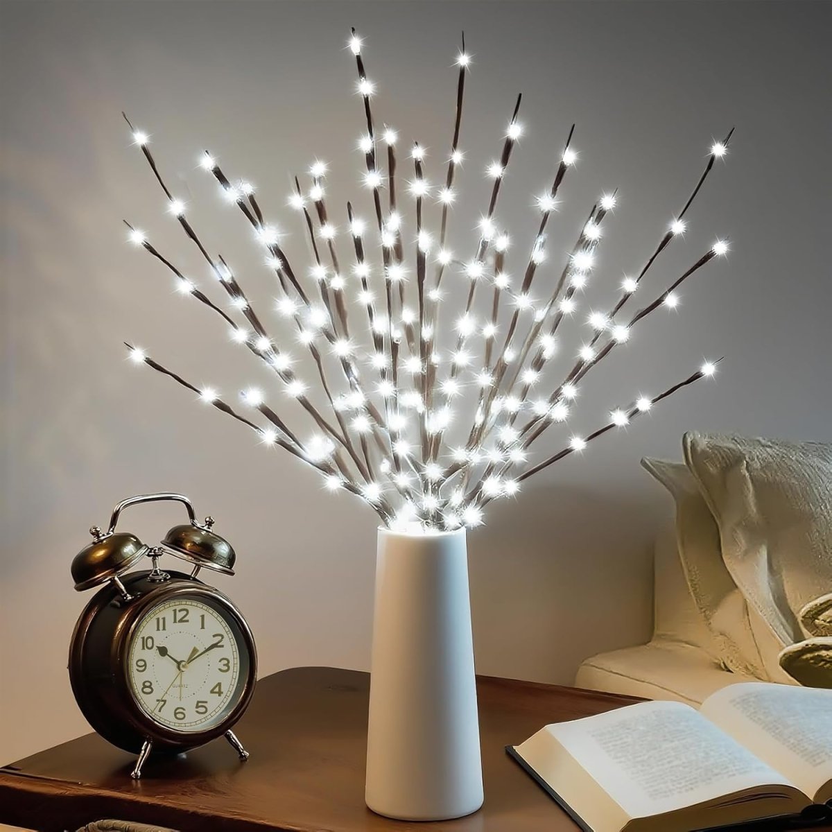 DK177 2 Pack Led Branch Light Battery Operated Lighted Branch Vase Filler Willow Tree Artificial Little Twig Power Brown 30 Inch 20 LED for Home Romantic Decoration, Warm White - Homesidy.com