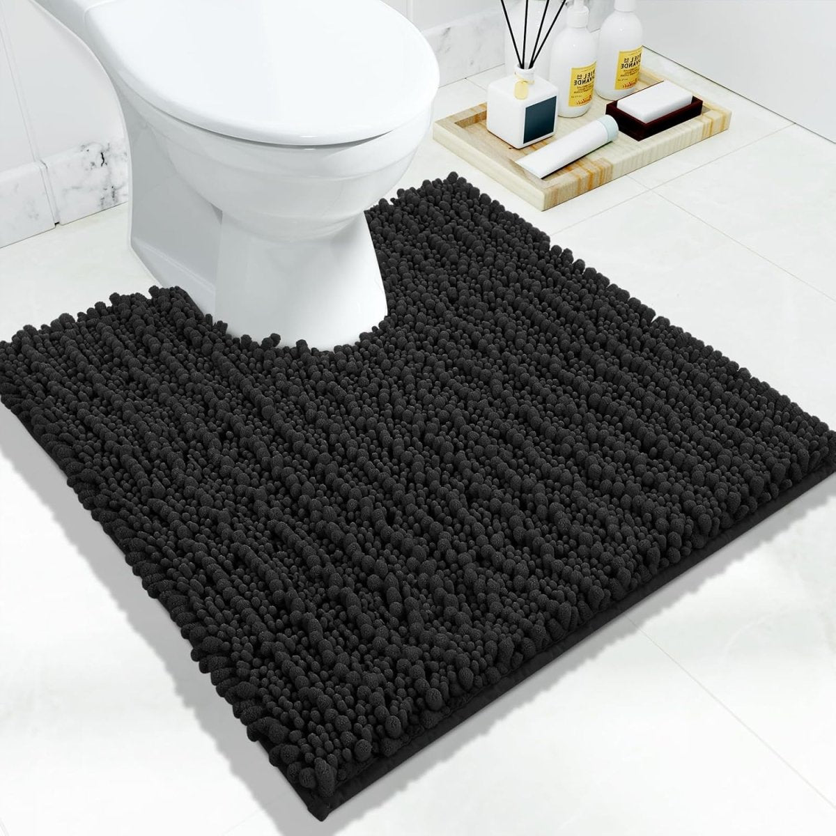 Yimobra Bathroom Rugs Non Slip Washable - Ultra Soft Absorbent Chenille Bath Mat, Quick Dry Shaggy Floor Carpet for Tub Shower, Gray Home Decor Accessories, 24x17 Inch - Homesidy.com