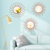 3 Pack Metal Mirrors for Wall Sunburst Wall Mirrors Home Décor Decorative Hanging Wall Art for Living Room Bedroom Entryway (Gold, Flower Sunburst) - Homesidy.com