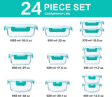 M MCIRCO 24 - Piece Glass Food Storage Containers with Upgraded Snap Locking Lids,Glass Meal Prep Containers Set - Airtight Lunch Containers, Microwave, Oven, Freezer and Dishwasher - Homesidy.com