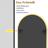 VooBang Arched Wall Mirror, 30 x 38 inch Arch Bathroom Mirror, Wall Mounted Vanity Mirror with Arch Metal Frame, Modern Bathroom Vanity Mirror for Bedroom, Living Room, Hanging or Leaning, Black - Homesidy.com