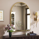VooBang Arched Wall Mirror, 30 x 38 inch Arch Bathroom Mirror, Wall Mounted Vanity Mirror with Arch Metal Frame, Modern Bathroom Vanity Mirror for Bedroom, Living Room, Hanging or Leaning, Black - Homesidy.com