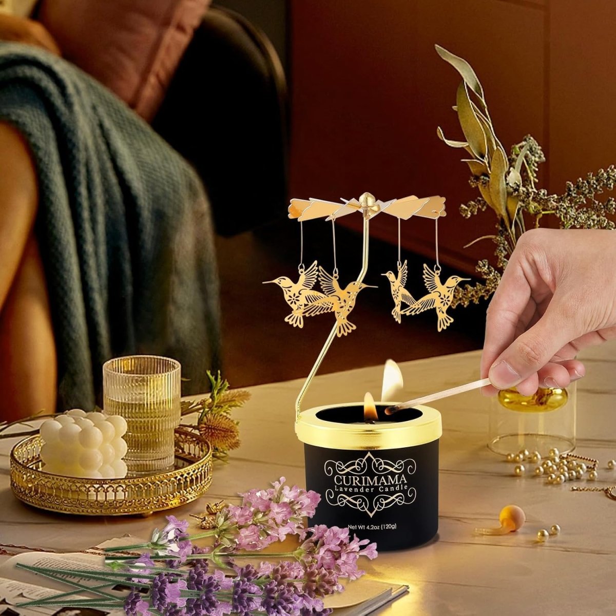 Christmas Gifts for Women, Unique Birthday Gifts for Women, Lavender Butterfly Rotating Scented Candles for Home Fragrance, Mom Birthday Gift from Daughter Son, Xmas Candle Gift for Sister Grandma - Homesidy.com