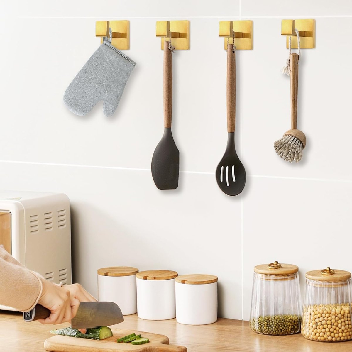 IBosins 4 Pack Towel Hooks Hand Towel Holder for Bathroom Wall Livingroom Bedroom Kitchen Closet Heavy Duty Stainless Steel Hook Hanger for Robe, Bath Towel, Coat (Square Matte Black) - Homesidy.com