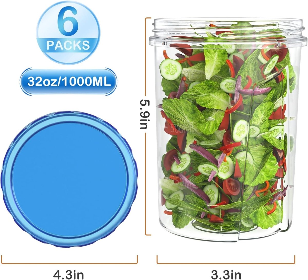 Freezer Storage Containers, [6 Pack - 16 Oz] Airtight Plastic Food Storage Containers with Twist Top Lids, Soup, Meal Prep Containers | BPA Free | Stackable | Leakproof | Microwave/Dishwasher Safe - Homesidy.com