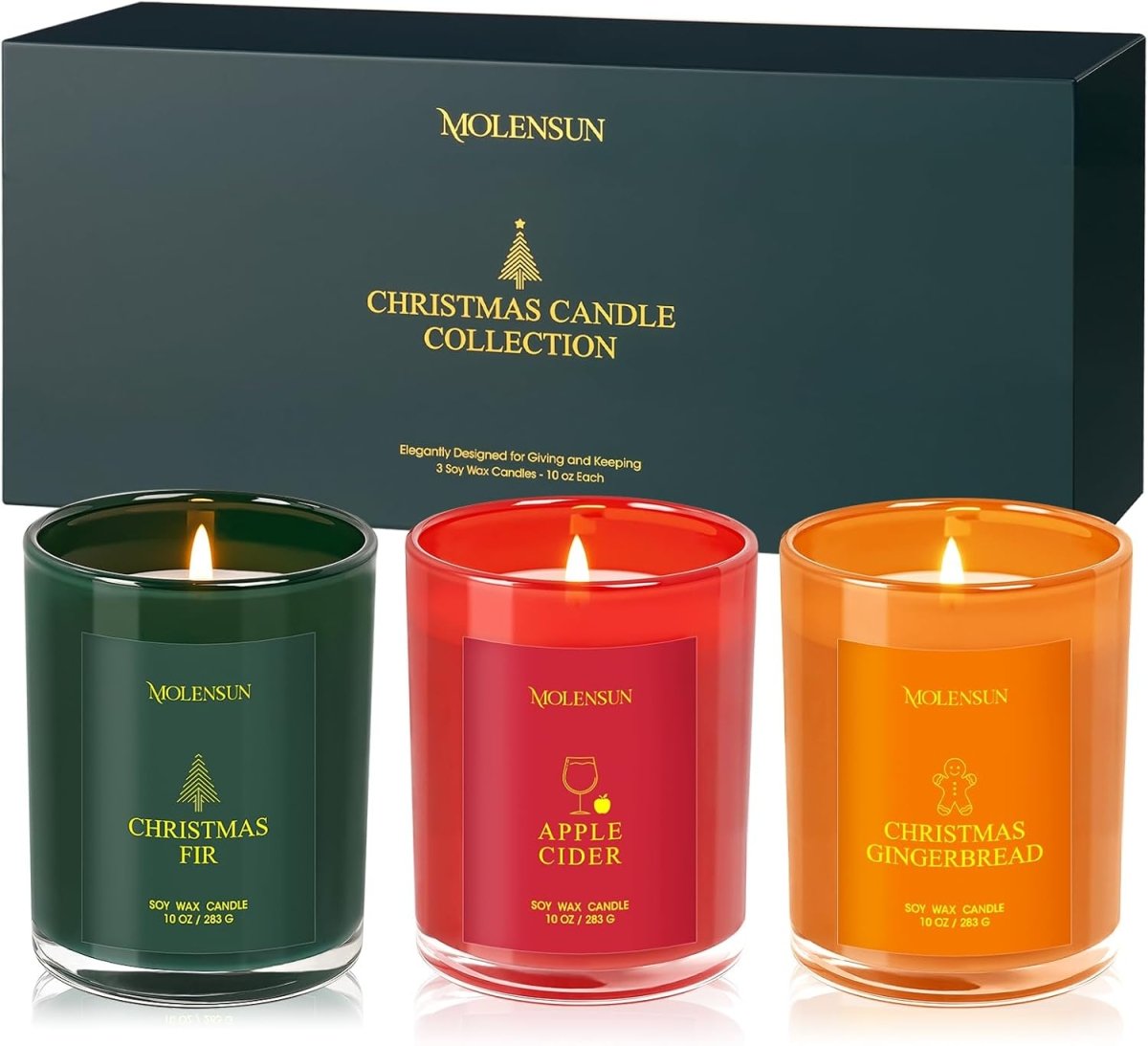Balsam Cedar Candle, 10oz Soy Scented Candle for Home, Christmas Birthday &amp; Holiday Gifts for Women &amp; Men, Long Lasting 50 Hour Clean Non - Toxic Burn, Elegant Winter &amp; Christmas Festive Home Decor - Homesidy.com