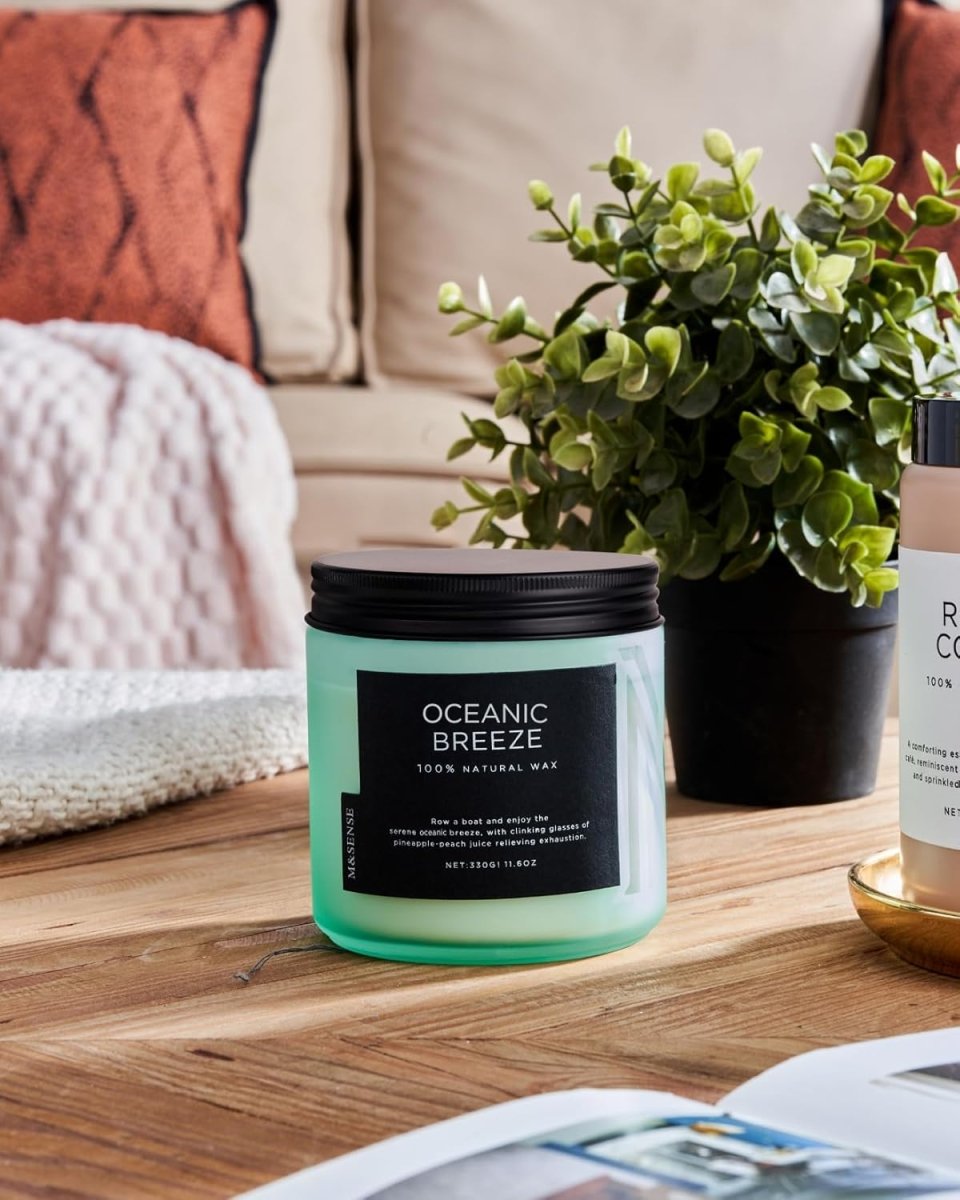 M&amp;SENSE Eucalyptus &amp; Mint Soy Candles for Home Scented, 11.6oz 70 Hour Burn Aromatherapy Candle Gift for Stress Relief, Meditation, Yoga, Relaxing SPA, Reusable Jar for Men and Women - Homesidy.com