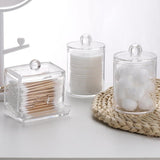 Tbestmax Qtips Holder Bathroom Container, 10 OZ Cotton Ball/Swabs Dispenser, Apothecary Jar Organizer for Storage Brown Wood Lids - Homesidy.com