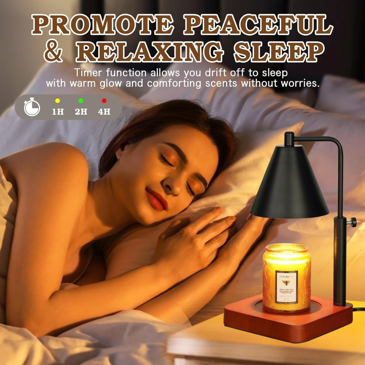 Modern Candle Warmer Lamp with Timer, Dimmable Candle Lamp Warmer, Men Women Christmas Birthday Gifts, Black Candle Warmer, Adjustable Candle Light Warmer, Cozy Living Room Bedroom Home Decor - Homesidy.com