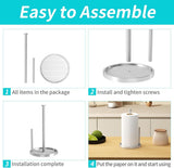 Paper Towel Holder Countertop, Standing Paper Roll Holder with Anti Slip Weighted Base, Stainless Steel Freestanding Paper Towel Holder for Kitchen, Black - Homesidy.com