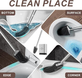 Sellemer Toilet Brush and Holder Set - Flexible Toilet Bowl Brush Head with Silicone Bristles, Compact Size for Storage and Organization, Ventilation Slots Base (1 Pack, Silver) - Homesidy.com