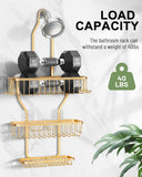 MSAICOE Shower Caddy Hanging - Never Rust Shower Hanging Organizer - Aluminum Over the ShowerHead Caddy with Soap Basket and 6 Hooks for Razor/Sponge (Black) - Homesidy.com
