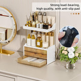 StorBin 3 Drawers Makeup Organizer - 5 Tier Bathroom Counter Organizers and Storage, Versatile Perfume Vanity Organizer, Ideal for Cosmetic, Large Skincare, Face Mask, Office Supplies, Amber - Homesidy.com