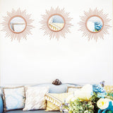 3 Pack Metal Mirrors for Wall Sunburst Wall Mirrors Home Décor Decorative Hanging Wall Art for Living Room Bedroom Entryway (Gold, Flower Sunburst) - Homesidy.com