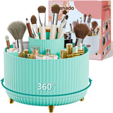 fanado 360° Rotate Makeup Brush Holder Organizer, Makeup Organizers Countertop, Makeup organization and Skincare Storage for Vanity, Desktop, Bathroom (White) - Homesidy.com