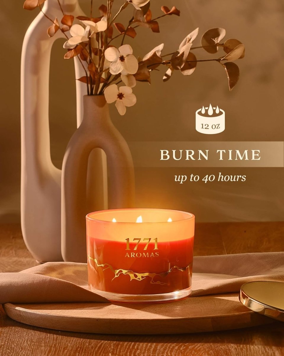 1771 Aromas Vanilla Scented Candles - 100% Natural Soy Wax - Large 3 Wick Jar Candle - Up to 50 Hours Burning Time - Candles for Home - Gift - Ready Candle for Men &amp; Women - Aromatherapy Candles - Homesidy.com