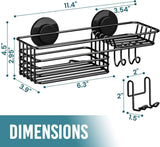 TAILI Shower Caddy Suction Cup 2 Pack with Hooks &amp; Soap holder, Heavy Duty Shower Organizer for Bathroom, No Drilling Bathroom Organizer with Large Capacity, Black Metal Storage Basket - Homesidy.com