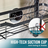 TAILI Shower Caddy Suction Cup 2 Pack with Hooks &amp; Soap holder, Heavy Duty Shower Organizer for Bathroom, No Drilling Bathroom Organizer with Large Capacity, Black Metal Storage Basket - Homesidy.com