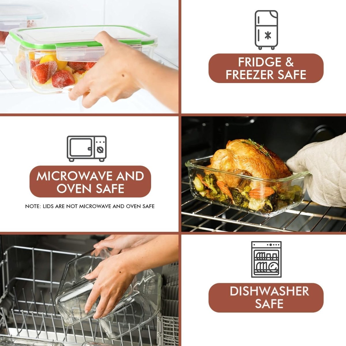 Razab 35 Pc Set Glass Food Storage Containers with Lids - Meal Prep Airtight Bento Boxes BPA - Free 100% Leak Proof (15 lids,15 glass &amp; 5 Plastic Sauce/Dip Containers) - Homesidy.com