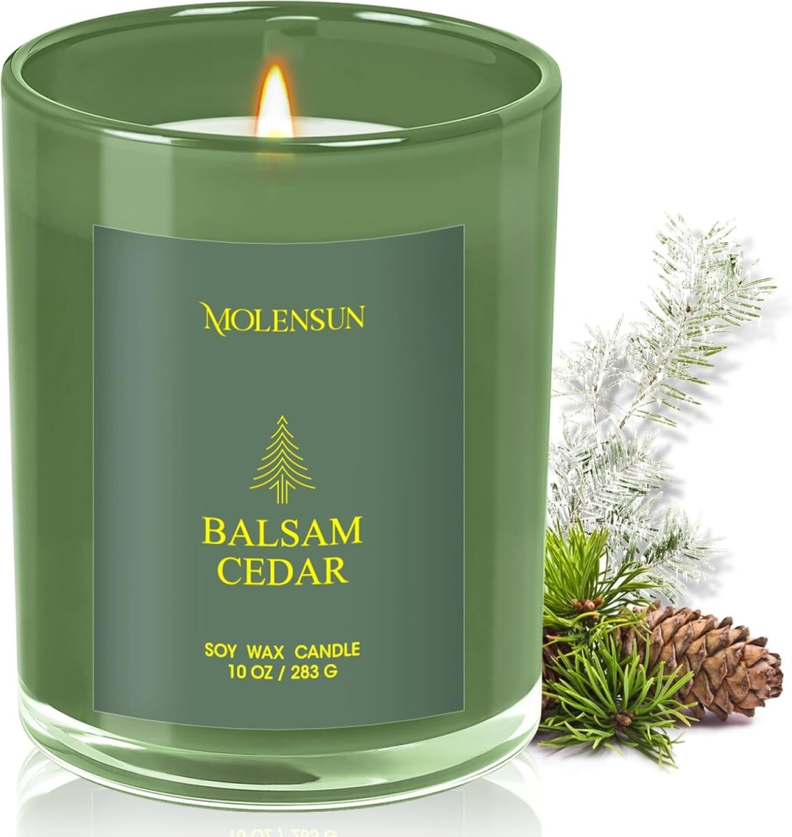 Balsam Cedar Candle, 10oz Soy Scented Candle for Home, Christmas Birthday &amp; Holiday Gifts for Women &amp; Men, Long Lasting 50 Hour Clean Non - Toxic Burn, Elegant Winter &amp; Christmas Festive Home Decor - Homesidy.com