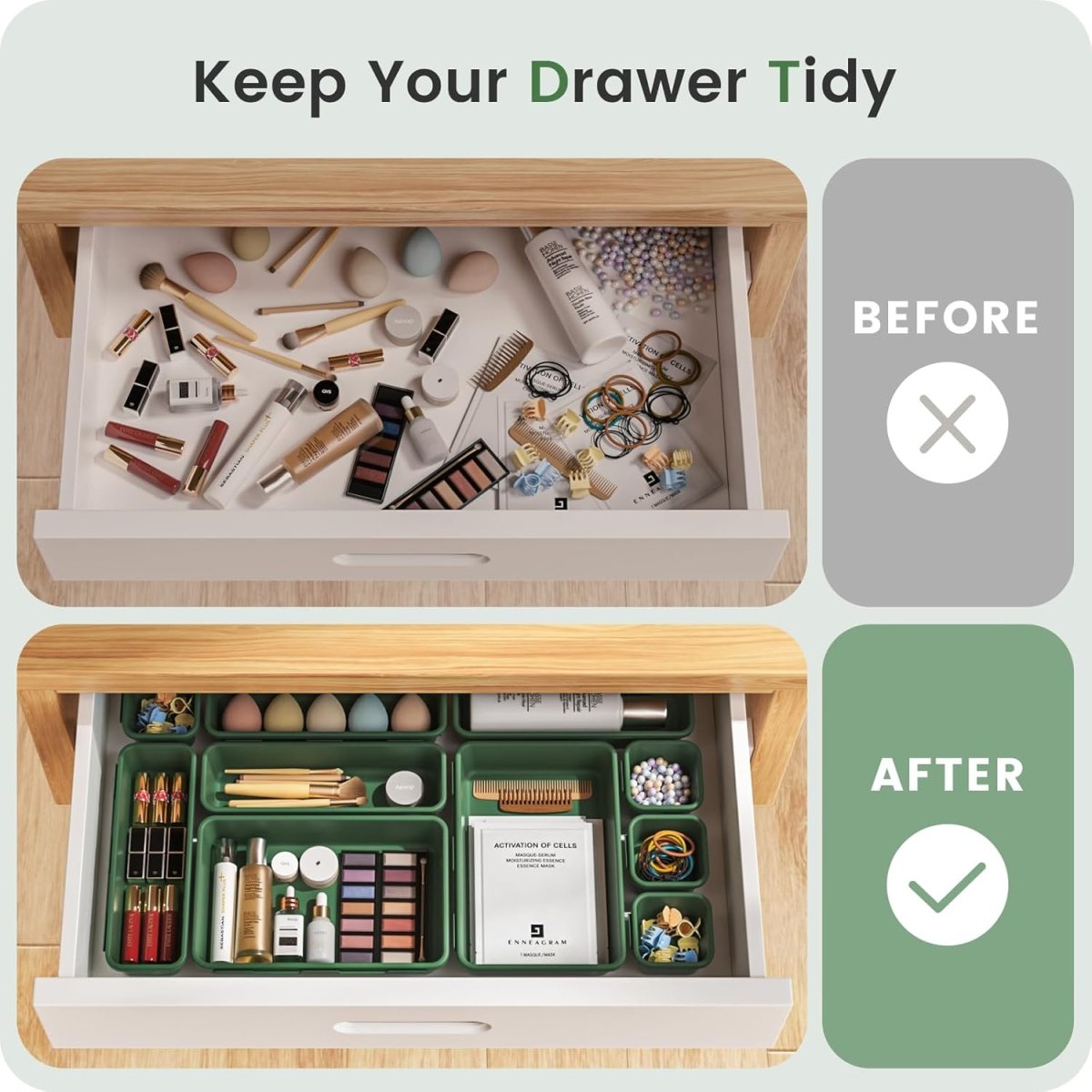 A - LuGei 【Military Grade Drawer Organizer, 【𝟱𝗦𝗶𝘇𝗲】 Makeup organizer, 【Holds 177 Items】 Bathroom Organizers and Storage, Organization and Storage, Desk Drawer Organizer for Bathroom Vanity - Homesidy.com