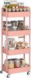 Sywhitta 3 - Tier Plastic Rolling Utility Cart with Handle, Multi - Functional Storage Trolley for Office, Living Room, Kitchen, Movable Storage Organizer with Wheels, White - Homesidy.com