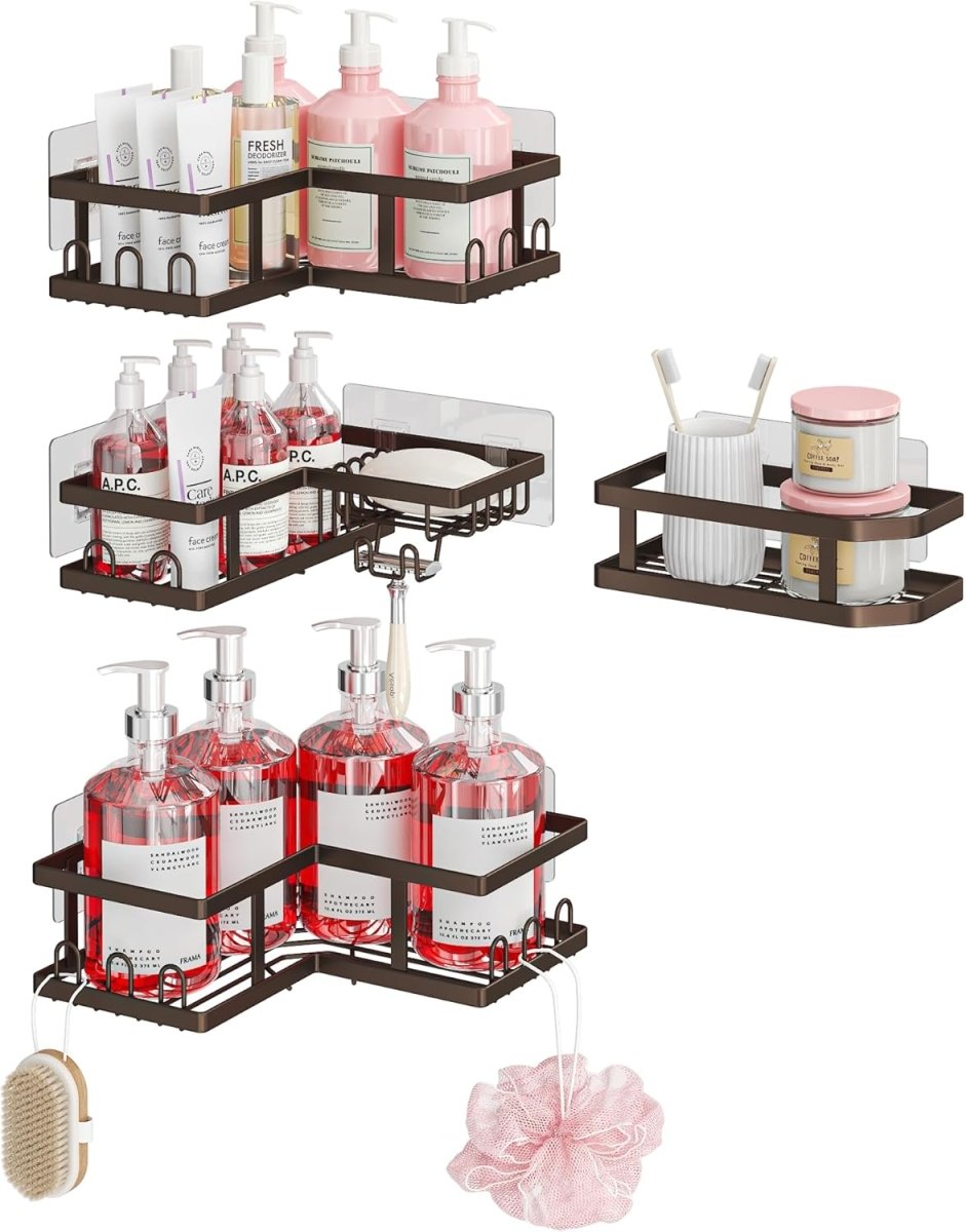 Youvip Shower Caddy Corner with Soap Holder, No Drilling Shower Shelves - Rustproof, Adhesive Shower Organizer Corner for Dorm. Black, 4 - Pack - Homesidy.com