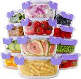 HOMBERKING 24pc Borosilicate Glass Food Storage Containers with Lids, Glass Meal Prep Containers with Leak Proof Snap Lock Lids, Airtight Bento Lunch Boxes, Kitchen Storage (12 lids &amp; 12 Containers) - Homesidy.com