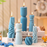 Threlaco 6 Pcs Pillar Candles Modern Aesthetic Ribbed Decorative Candle Set Cute Soy Wax Scented Ribbed Decor for Home(White,2.36 - 6.89 Inch) - Homesidy.com