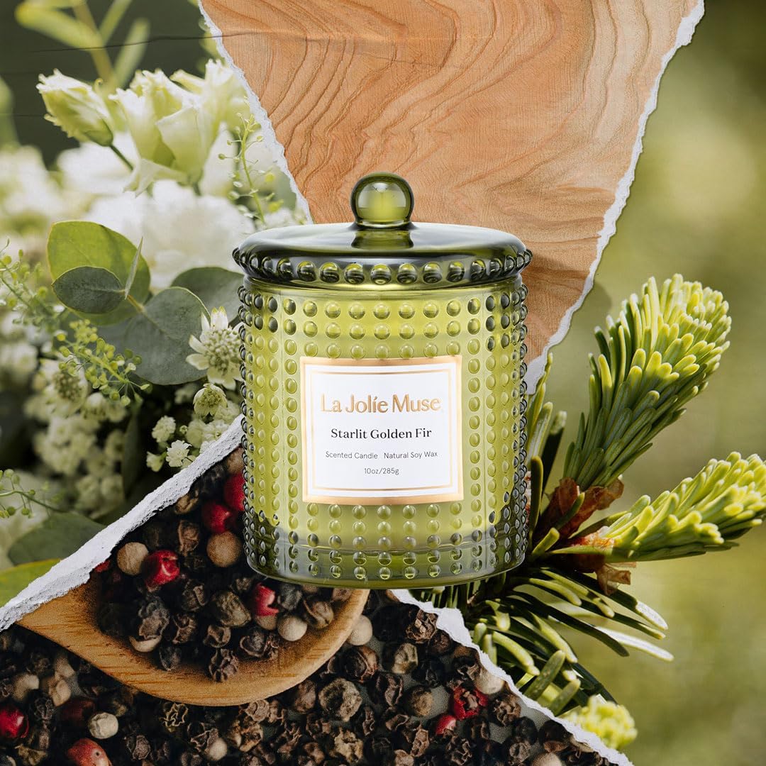 LA JOLIE MUSE Christmas Candle | Ruby Berry Bliss | Mandarin Cranberry &amp; Plum | 10 oz Festive Candle | 55 Hours Clean Burn | Gift for Women &amp; Family - Homesidy.com