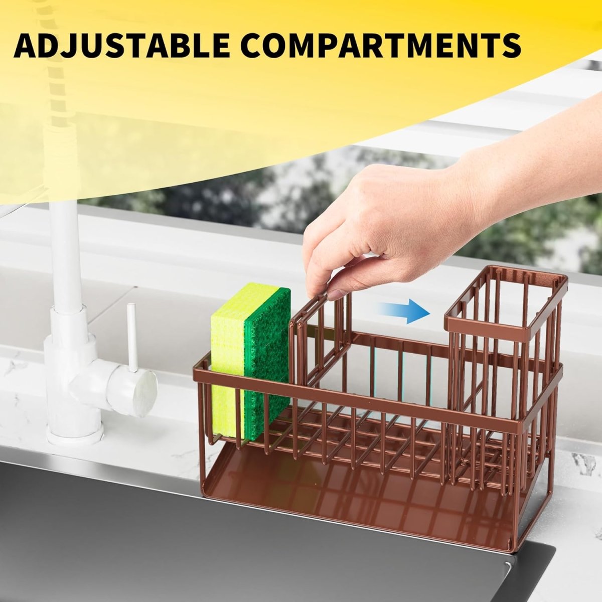 Cisily Kitchen Sink Caddy Organzier with High Brush Holder, Sponge Holder for Sink, 304 Rustproof Stainless, Kitchen Countertop Soap Dispenser Organizer, Kitchen Decor and Accessories - Homesidy.com