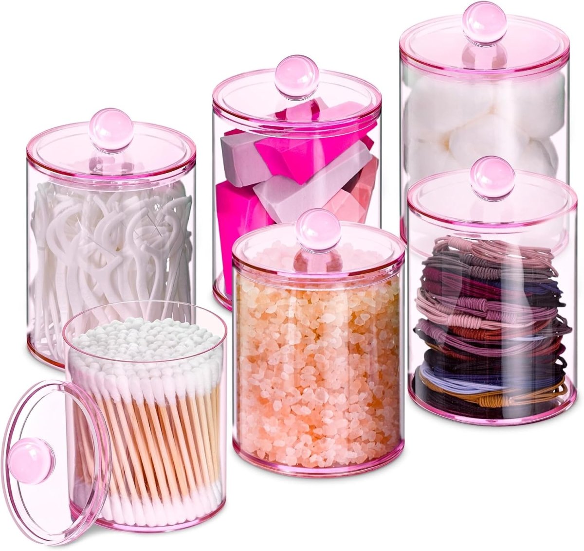 XIPENGKEJI 2 Pack Qtip Holder,Canister Apothecary Jar Set, Bathroom Jars with Lids Set for Cotton Swabs, Balls, Pads, Floss Picks,10oz - 12oz Plastic Canisters Restroom Bedroom Vanity Organizer(Black) - Homesidy.com