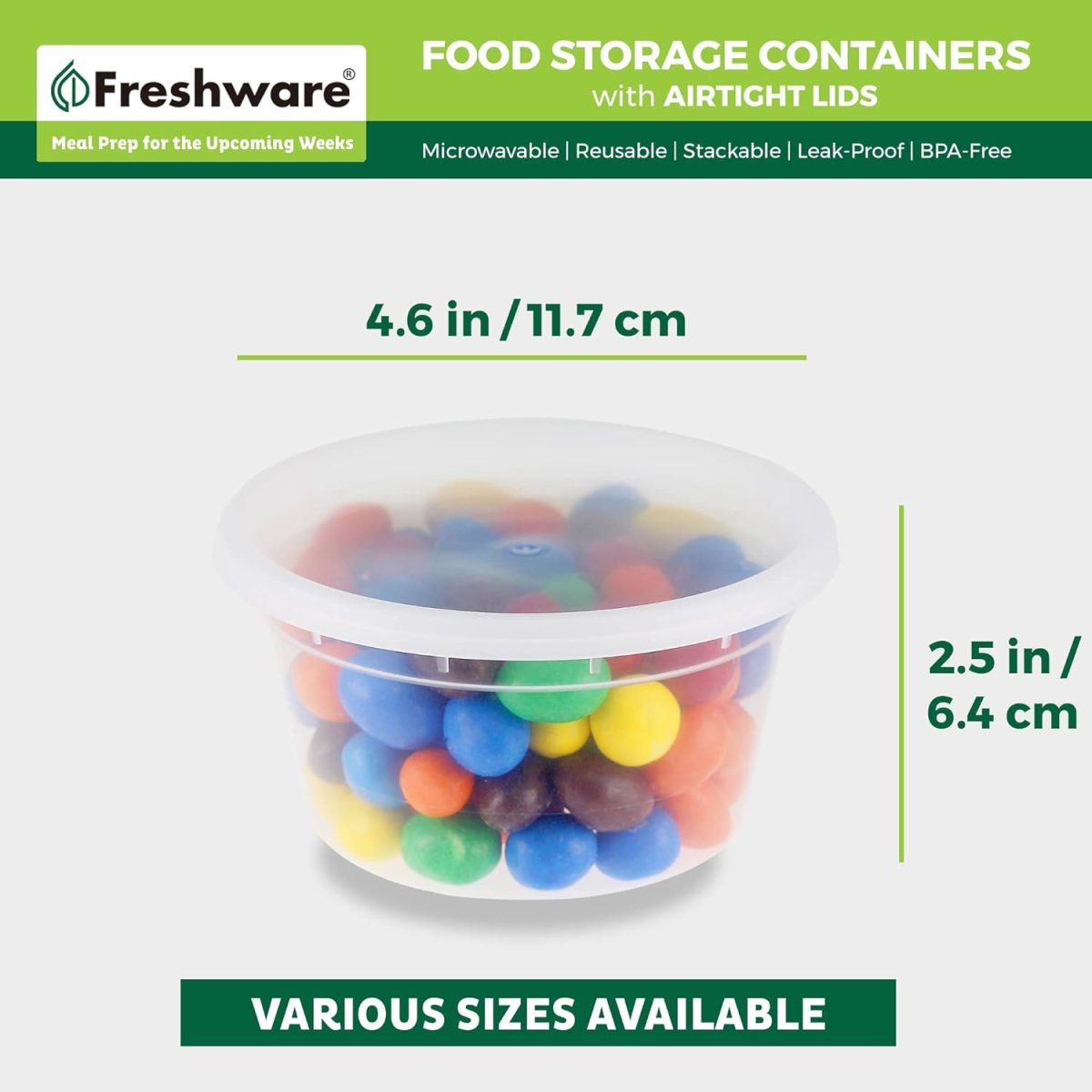 Freshware Food Storage Containers [50 Set] 8 oz Plastic Deli Containers with Lids, Slime, Soup, Meal Prep Containers | BPA Free | Stackable | Leakproof | Microwave/Dishwasher/Freezer Safe - Homesidy.com