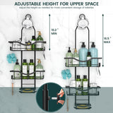 Shower Caddy Hanging Adjustable Shower Caddy, Rustproof Shower Organizer Extended Length Shower Caddy Over Shower Head with Hooks Soap Holder, Large Capacity Anti - Swing Bathroom Organizer, Black - Homesidy.com