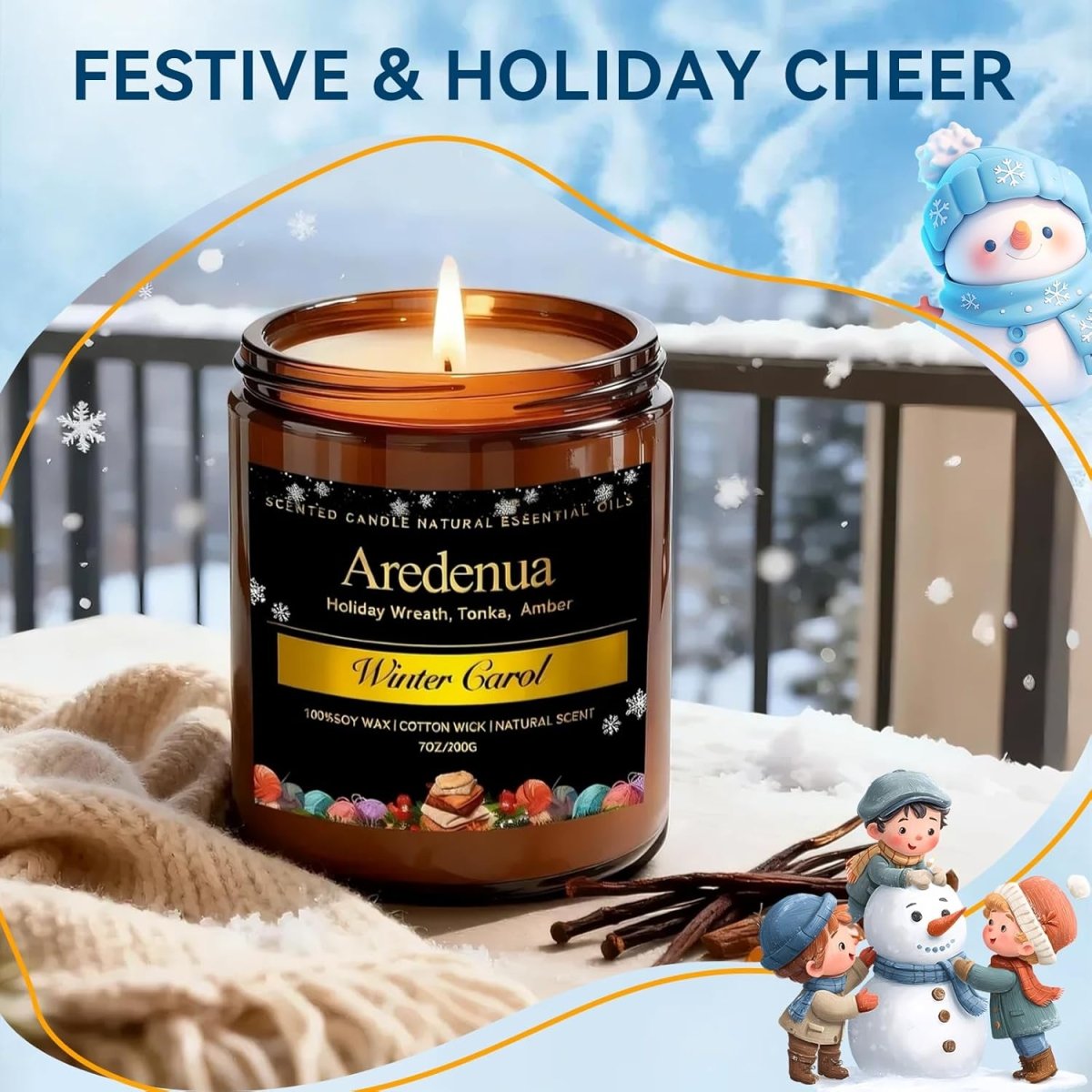 Christmas Candles - Christmas Spice Candle | 7 oz Soy Candles with Warm Cinnamon, Clove &amp; Nutmeg Aroma | Holiday Scented Candle, Cozy Winter Candle Gift for Men &amp; Women - Homesidy.com