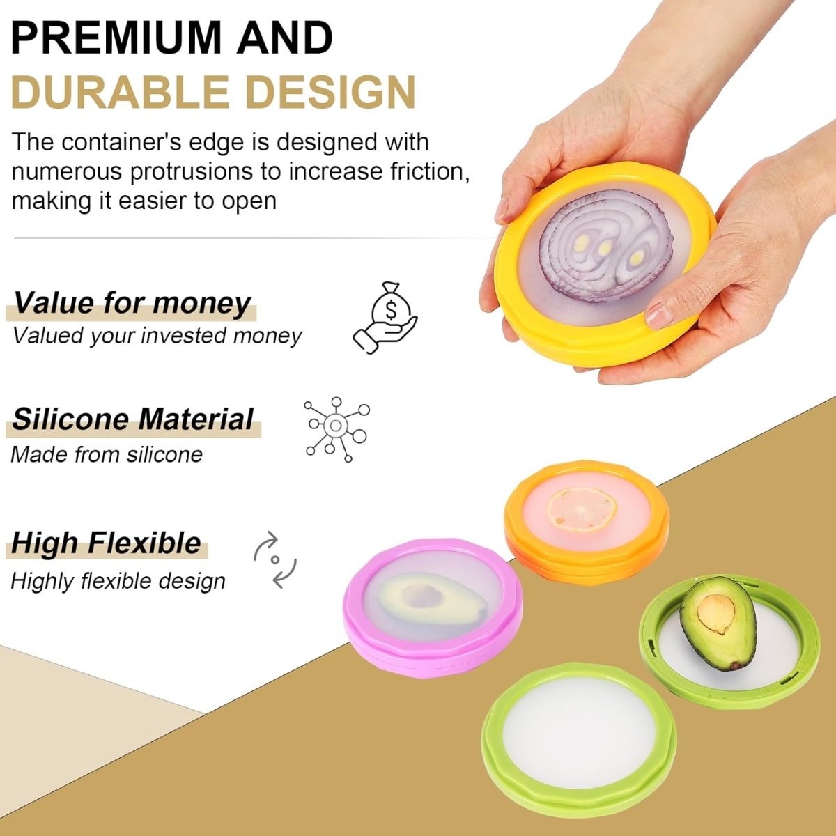 Winb Set of 4 Reusable Fruit and Veggie Savers - Ideal for Avocados, Tomatoes, Apples, Garlic, Onions, and More - Homesidy.com