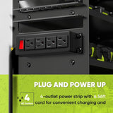 POKIPO Large Power Tool Organizer Wall Mount with Charging Station,4 Layer Heavy Duty Metal Tool Storage Rack Loads 600lbs with 8 Cordless Drill Holder,Battery Utility Rack Loads with 4 Power Strip - Homesidy.com