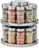 Kamenstein 20 Jar Revolving Countertop Spice Rack with Spices Included, FREE Spice Refills for 5 Years, Polished Stainless Steel with Black Caps, 30020 - Homesidy.com