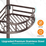 HAMITOR Corner Shower Caddy Tension Pole: Rustproof 4 - Tier Bathroom Organizer Shelves for Bathtub Shampoo Storage - 47 - 121 Inch Quick Install Adjustable Rod Standing Rack with Soap Rack - Silver Gray - Homesidy.com