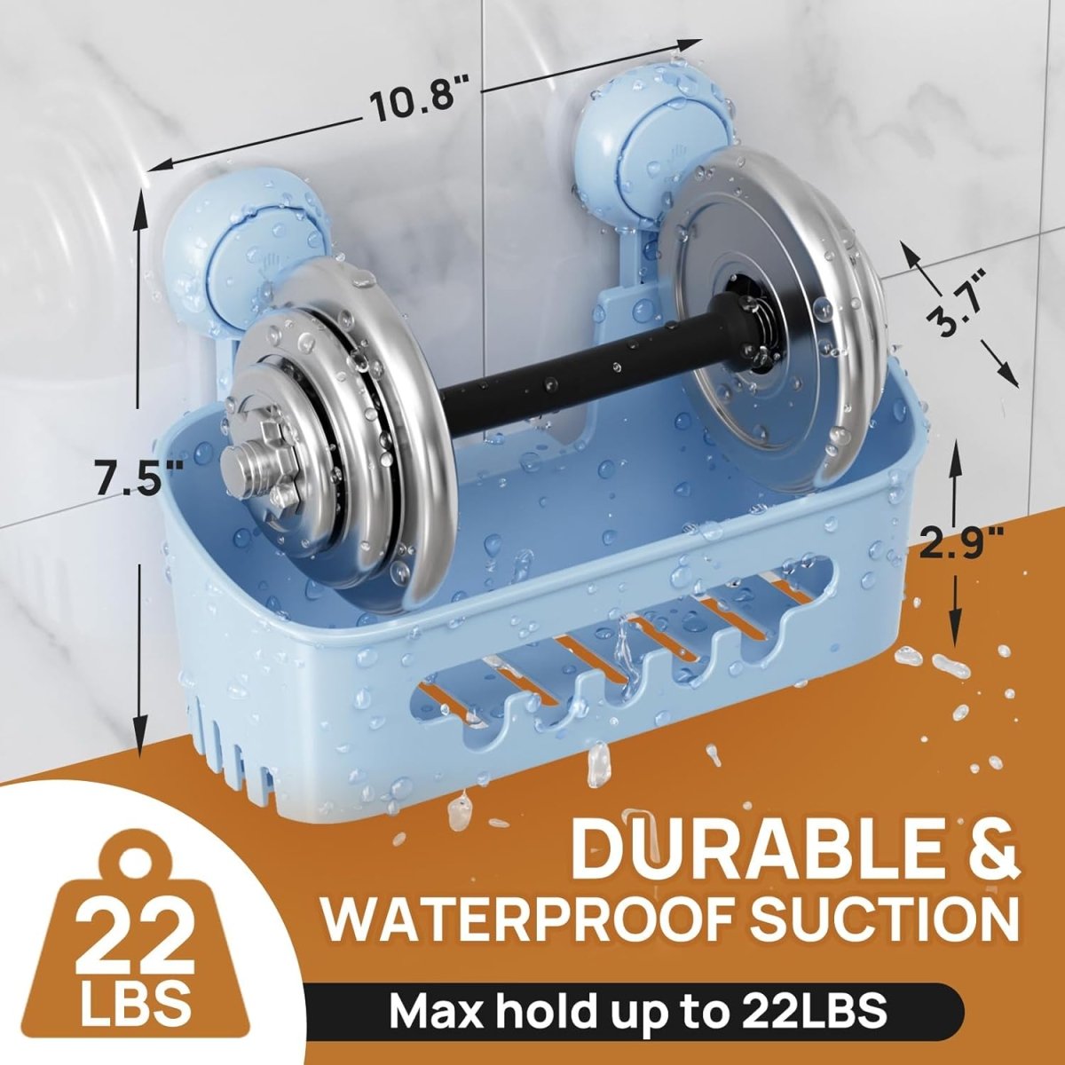 LEVERLOC Shower Caddy Suction Cup, Shower Organizer Removable Bathroom Shelf, Storage Suction Powerful Max Hold 22lbs Bathroom Caddy Waterproof Holder, White - Homesidy.com