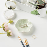 Mecaikru Ceramic Trinket Dish, Ring Tray, Decorative Jewelry Dish for Earrings Necklaces Watch Keys, for Women, White Green - Homesidy.com