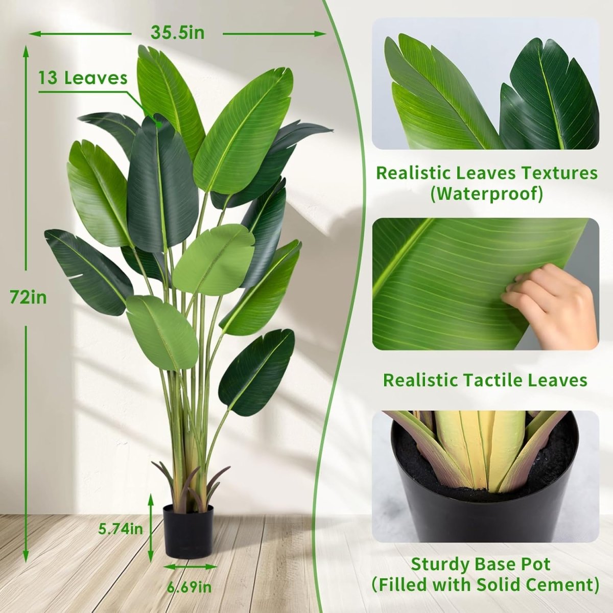 Artificial Bird of Paradise Plant 7Ft Fake Tropical Palm Tree with 17Trunks Faux Banana Leaf Trees in Pot for Home Indoor Outdoor Office Modern Decor Housewarming - Homesidy.com