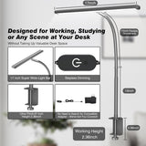 Airlonv LED Desk Lamp for Office Home, Eye - Caring Desk Light with Stepless Dimming Adjustable Flexible Gooseneck, 10W USB Adapter Desk Lamp with Clamp for Reading, Study, Workbench (Black) - Homesidy.com