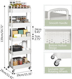 Sywhitta 3 - Tier Plastic Rolling Utility Cart with Handle, Multi - Functional Storage Trolley for Office, Living Room, Kitchen, Movable Storage Organizer with Wheels, White - Homesidy.com