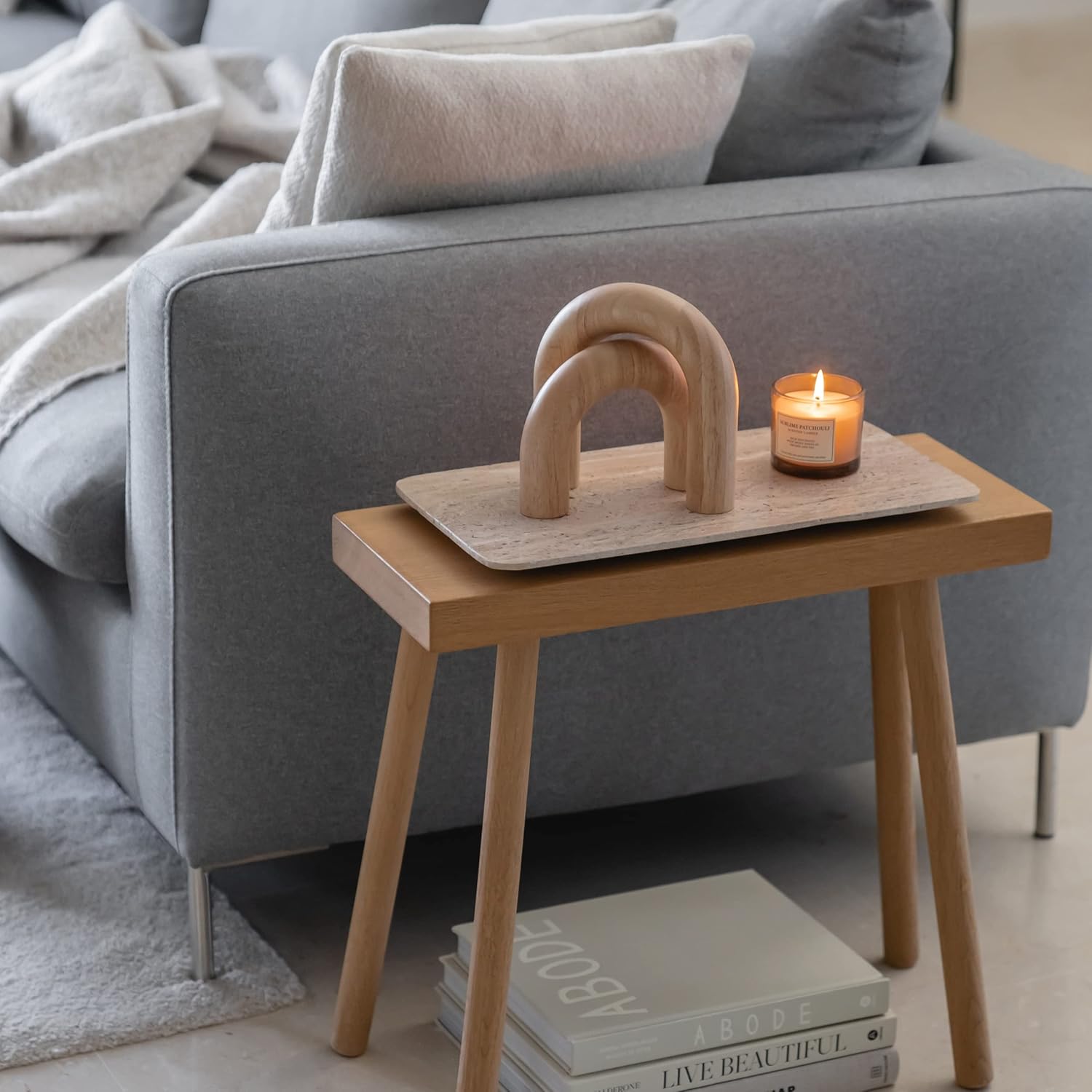 PEAKOLY Wood Arch Decorative Objects - Modern Bookshelf Decor, Coffee Table Sculpture, Floating Shelf Decor Accents, Japandi Home Decorations for Side, Console and Entryway Table - Homesidy.com