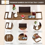 Premium Bamboo Bathtub Tray Caddy - Bath Tub Tray Table for Bathtub - Bath Caddy Tray for Bathtub, Expandable Size, Fits Most Bath Tubs - Homesidy.com