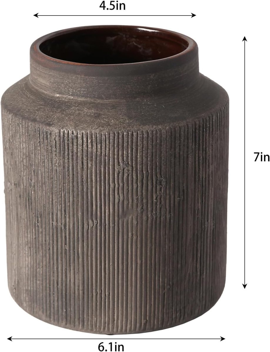 Rustic Vases for Home Decor. Ceramic Vase for Dining Table Decor. Terracotta Decorative Vase 6.1IN. ZSHLXM - Homesidy.com