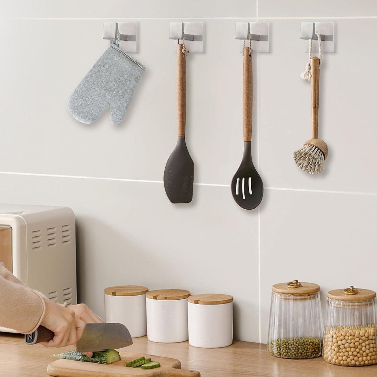 IBosins 4 Pack Towel Hooks Hand Towel Holder for Bathroom Wall Livingroom Bedroom Kitchen Closet Heavy Duty Stainless Steel Hook Hanger for Robe, Bath Towel, Coat (Square Matte Black) - Homesidy.com