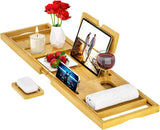 Premium Bamboo Bathtub Tray Caddy - Bath Tub Tray Table for Bathtub - Bath Caddy Tray for Bathtub, Expandable Size, Fits Most Bath Tubs - Homesidy.com