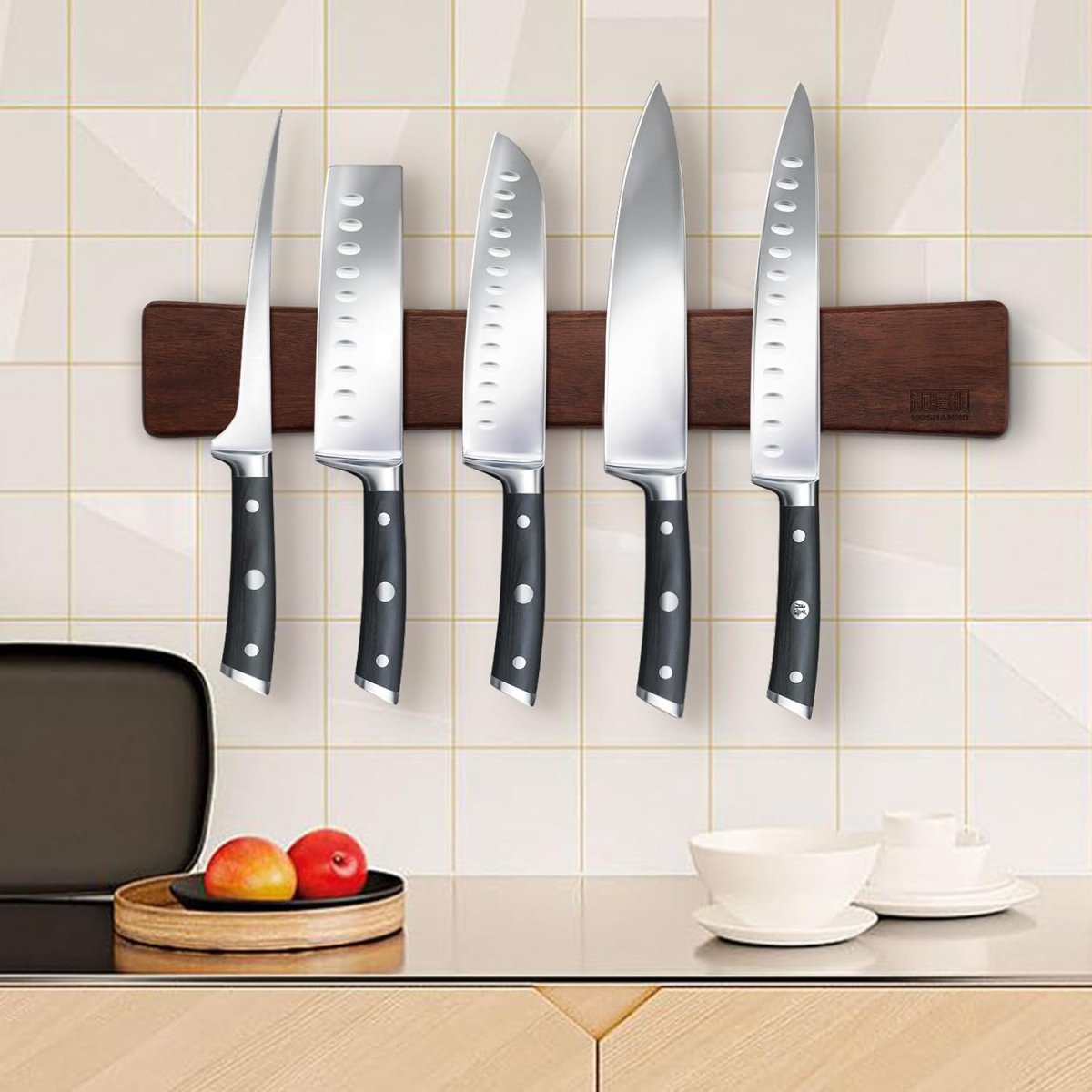 HOSHANHO Magnetic Knife Strips, Magnetic Knife Holder for Wall 16 Inch, Acacia Wood Knife Magnetic Strip Use as Knife Bar, Knife Holder for Kitchen Utensil Organizer - Homesidy.com